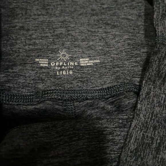 OFFLINE by Aerie The Hugger Leggings Large Grey Hi-Rise Split Hem Soft Stretch - Picture 2 of 2